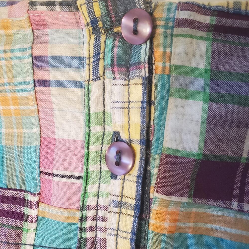 Y2k Patchwork Mini Skirt Pockets Shell Button Fro… - image 5